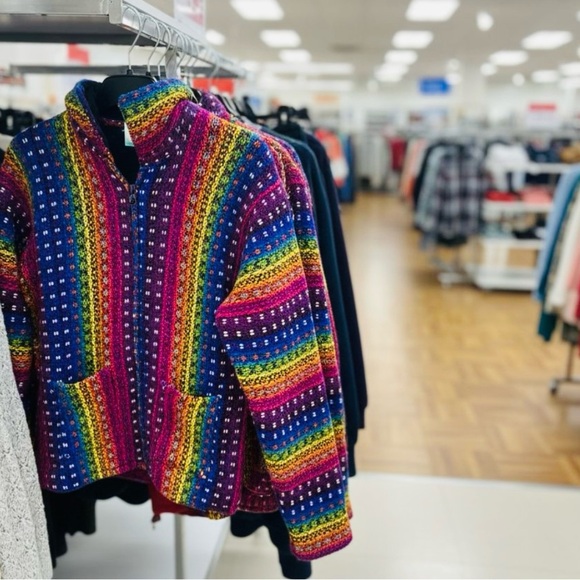 n/a Sweaters - Wool winter Jacket sweater with warm soft lining Y2K Handmade in Ecuador